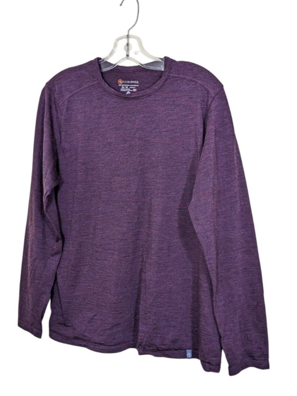 Cloudveil Mens M Merino Wool Base Layer Purple Long Sleeve Shirt Activewear